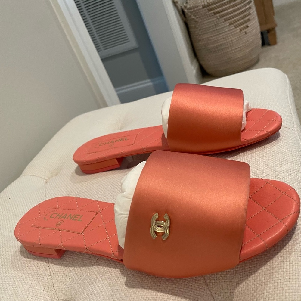 Chanel silk slides